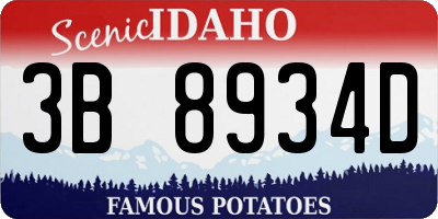 ID license plate 3B8934D
