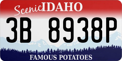 ID license plate 3B8938P