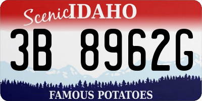 ID license plate 3B8962G