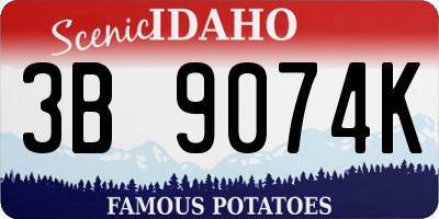 ID license plate 3B9074K