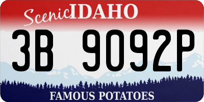 ID license plate 3B9092P