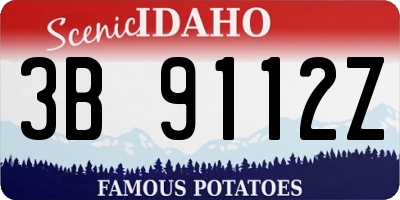 ID license plate 3B9112Z