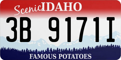 ID license plate 3B9171I