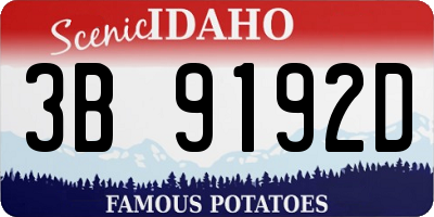 ID license plate 3B9192D