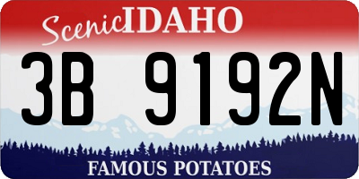 ID license plate 3B9192N