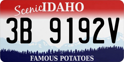 ID license plate 3B9192V