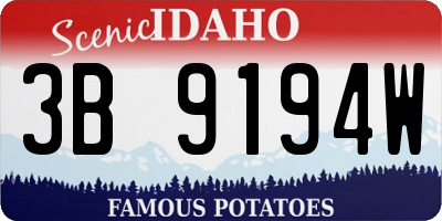 ID license plate 3B9194W