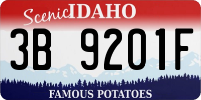 ID license plate 3B9201F