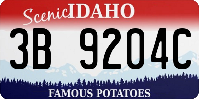 ID license plate 3B9204C