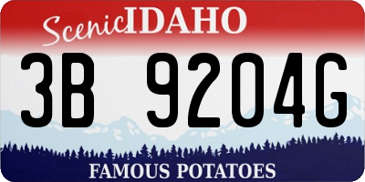 ID license plate 3B9204G