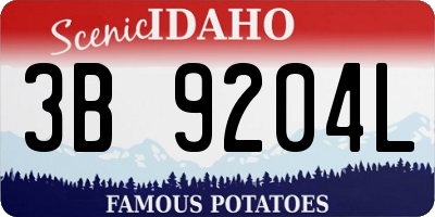 ID license plate 3B9204L