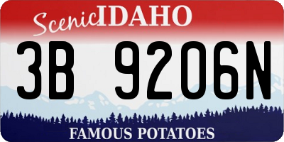 ID license plate 3B9206N