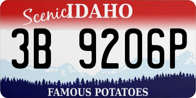 ID license plate 3B9206P