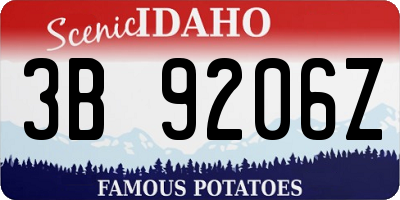 ID license plate 3B9206Z