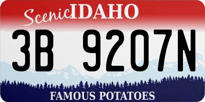 ID license plate 3B9207N