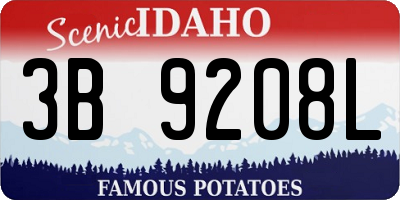 ID license plate 3B9208L