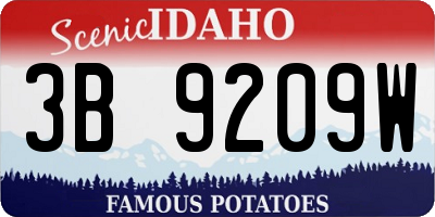 ID license plate 3B9209W