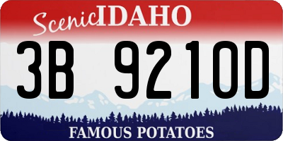 ID license plate 3B9210D