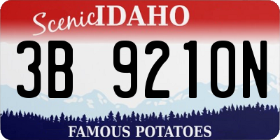 ID license plate 3B9210N