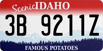 ID license plate 3B9211Z