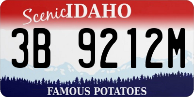 ID license plate 3B9212M