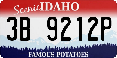 ID license plate 3B9212P