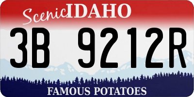 ID license plate 3B9212R