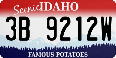 ID license plate 3B9212W