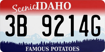 ID license plate 3B9214G