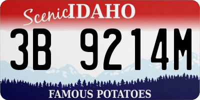 ID license plate 3B9214M
