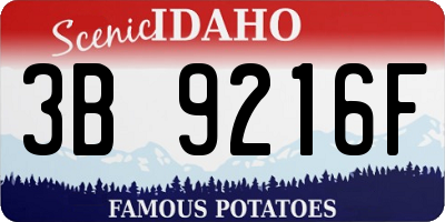 ID license plate 3B9216F
