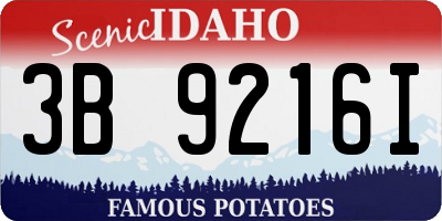 ID license plate 3B9216I