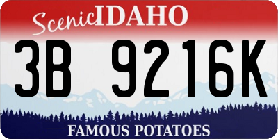 ID license plate 3B9216K