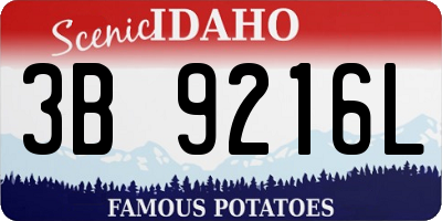 ID license plate 3B9216L