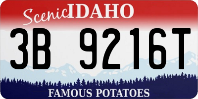 ID license plate 3B9216T