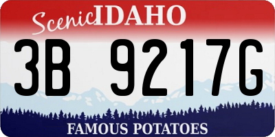 ID license plate 3B9217G