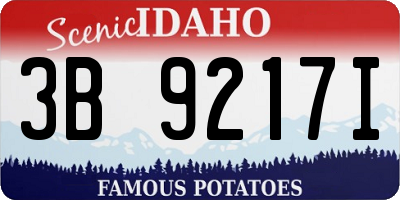 ID license plate 3B9217I
