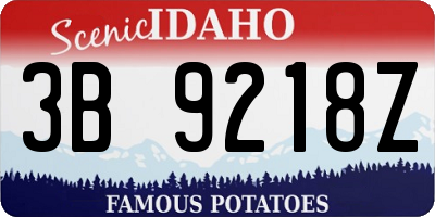 ID license plate 3B9218Z