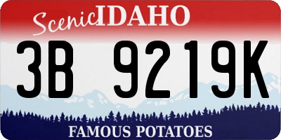 ID license plate 3B9219K