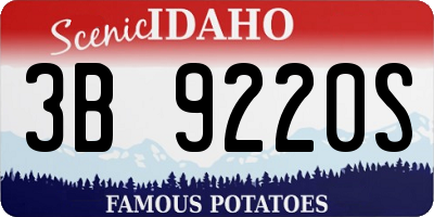 ID license plate 3B9220S