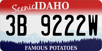 ID license plate 3B9222W