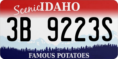 ID license plate 3B9223S