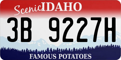 ID license plate 3B9227H