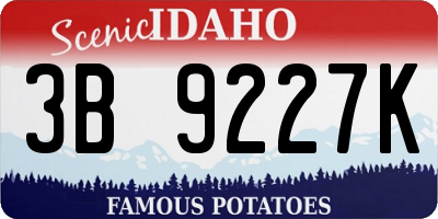 ID license plate 3B9227K
