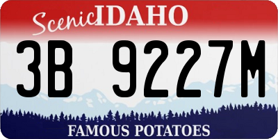 ID license plate 3B9227M