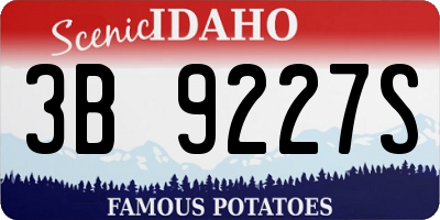 ID license plate 3B9227S