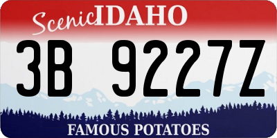 ID license plate 3B9227Z