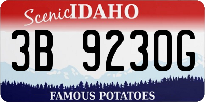 ID license plate 3B9230G