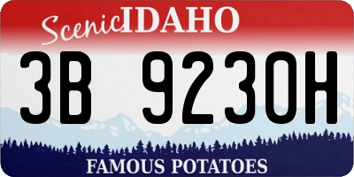 ID license plate 3B9230H