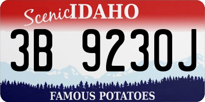 ID license plate 3B9230J